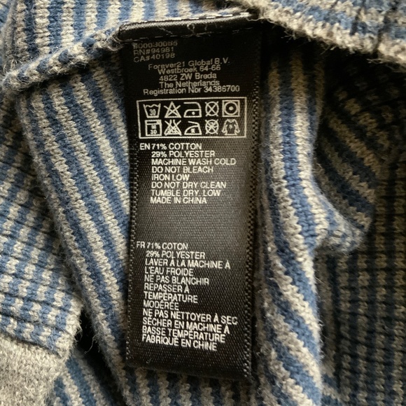 FOREVER 21 Cardigan Colourblock Striped Grey Brown and Blue. Size S. - Picture 5 of 7